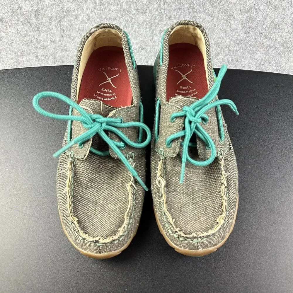 Twisted X ECO Boat Shoes Driving Mocs Womens 6.5M WDM0085 Western Outdoors Teal